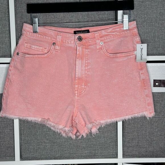 Juicy Couture Acid Wash Wild Peach Pacific Short HR Shorts Size 28 - Picture 1 of 13